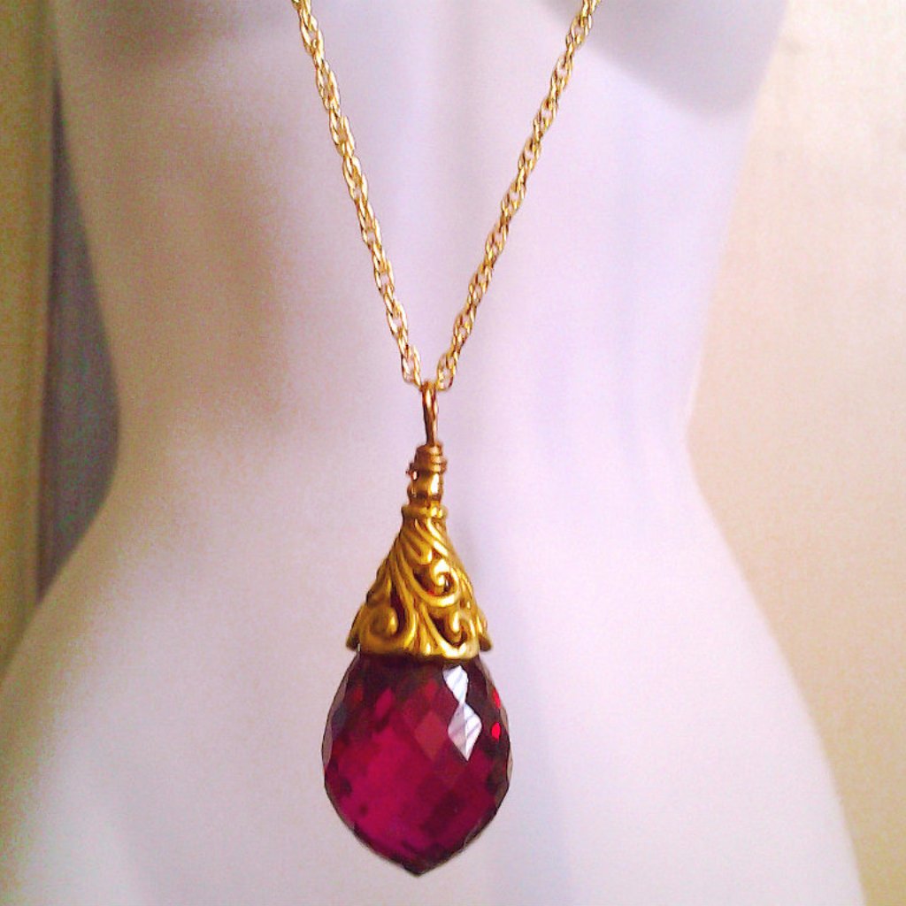 Gold Vermeil Ans Red Topaz Necklace
